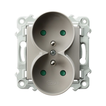 OSPEL SZAFIR GP-2ZRZP/m/83 Gniazdo podwójne z/u z przesłonami, moduł