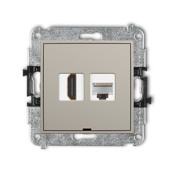 KARLIK ICON 60IGHKBO Mechanizm gniazda pojedynczego HDMI 2.0, 4K + gniazda komp. poj. 1xRJ45, kat. 5e, 8-stykowy, bez pola opisowego