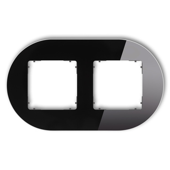 KARLIK ICON 12-28-IRSO-2 Ramka uniwersalna podwójna okrągła  - efekt szkła (ramka: czarna; spód: grafitowy mat)