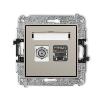 KARLIK ICON 60IGFK-5 Mechanizm gniazda antenowego poj. typu F (SAT) + gniazda komp. poj. 1xRJ45, kat. 6 ekranowany, 8-stykowy