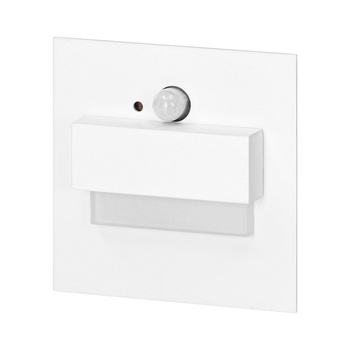 TRACO LED 1,5W, oprawa schodowa podtynkowa, 12VDC, 30lm, 3000K, biała, czujnik ruchu i zmierzchu