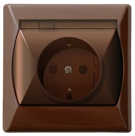 OSPEL AKCENT GPH-1AS/24/d Gniazdo bryzgoszczelne z/u schuko IP-44 brąz