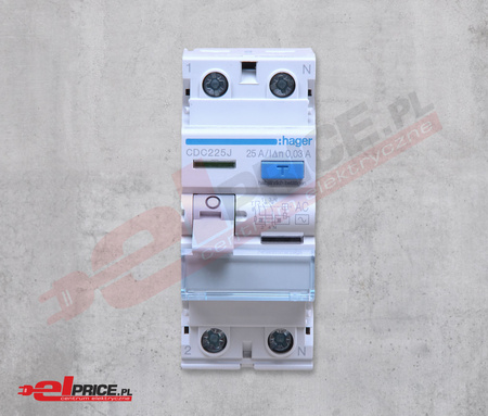 Hager CDC225J wyłącznik różnicowoprądowy 2p 25a 30ma AC