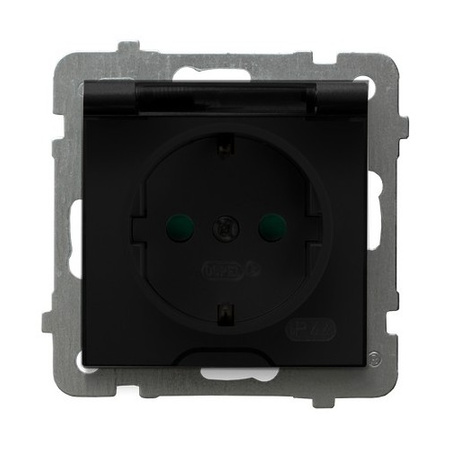 Ospel as GPH-1GSP/m/33/d Gniazdo bryzgoszczelne z uziemieniem schuko IP-44 z przesłonami torów prądowych wieczko przezroczyste