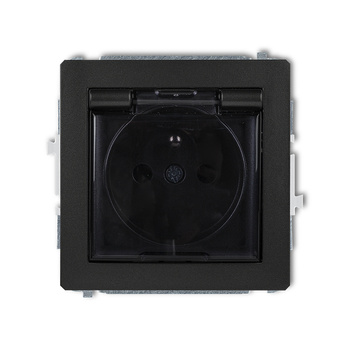 KARLIK DECO 12DGPB-1zdp  Gniazdo bryzgoszczelne z uziemieniem SCHUKO 2P+Z (klapka dymna