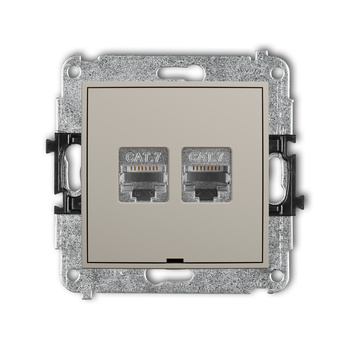 KARLIK MINI 60MGKBO-10 Mechanizm gniazda komputerowego podwójnego 2xRJ45, kat. 7, ekranowany, 8-stykowy, bez pola opisowego