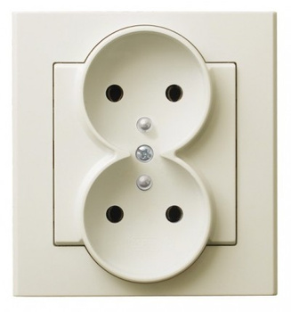 OSPEL SONATA GP-2RZ/27 Gniazdo podwójne z uziemieniem kompletne ecru