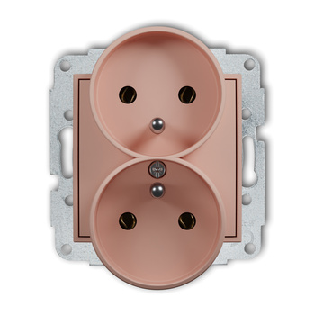 KARLIK ICON 62IGPR-2z Mechanizm gniazda podwójnego do ramki z uziemieniem 2x(2P+Z) (bez przesłon torów prądowych)