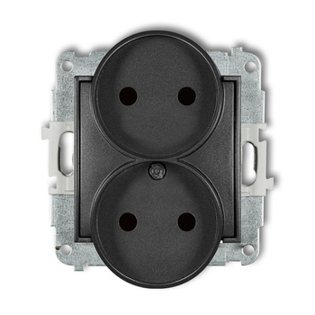 KARLIK ICON 11IGPR-2p  Gniazdo podwójne do ramki bez uziemienia 2x2P (przesłony torów prądowych)