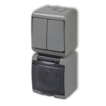 KARLIK JUNIOR 10WGHP-2d Łącznik świecznikowy z gniazdem pojedynczym z uziemieniem 2P+Z (klapka dymna; bez przesłon)