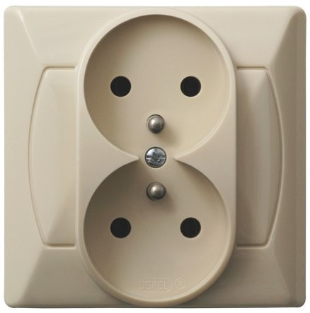 OSPEL AKCENT GP-2AZ/01 Gniazdo podwójne z uziemieniem beż