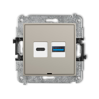 KARLIK MINI 60MCUSBBO-8 Mechanizm ładowarki USB podwójnej USB C + USB A, 20W max., bez pola opisowego