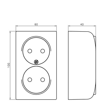 OSPEL BIS GN-2B/00 Gniazdo podwójne biały