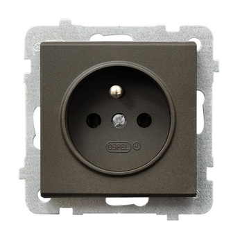 OSPEL SONATA GP-1RZ/m/40 Gniazdo pojedyncze z uziemieniem czekoladowy