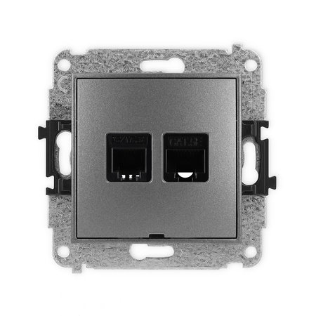 KARLIK MINI 11MGTKBO Gniazdo telefoniczne pojedyńcze 1xRJ11 + komputerowego pojedynczego 1xRJ45