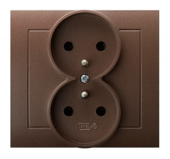 OSPEL KIER GP-2WZ/52 Gniazdo podwójne z uziemieniem brąz