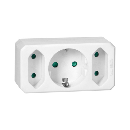 Rozgałęźnik 2x2P + 1x2P+Z (Schuko), biały