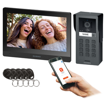 GADI, zestaw wideodomofonowy jednorodzinny, 2-żyłowy, 10", Wi-Fi, ekran dotykowy, Full HD, RFID, szyfrator