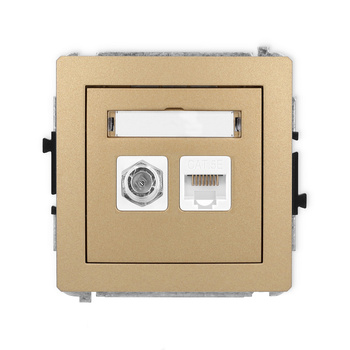 KARLIK DECO 8DGFK-1  Gniazdo antenowe pojedyńcze typu F (SAT) + gniazda komp. poj. 1xRJ45