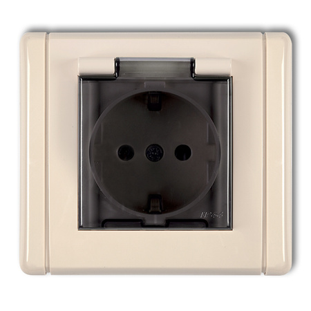 KARLIK FLEXI 1FGPB-1sdp  Gniazdo bryzgoszczelne z uziemieniem SCHUKO 2P+Z (klapka dymna