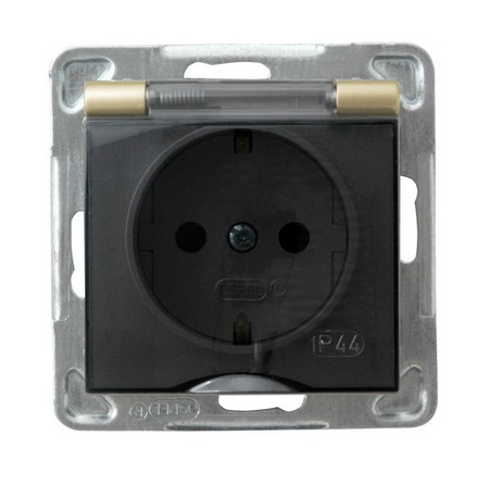 OSPEL IMPRESJA GPH-1YS/m/28/d Gniazdo bryzgoszczelne schuko IP-44 złoto
