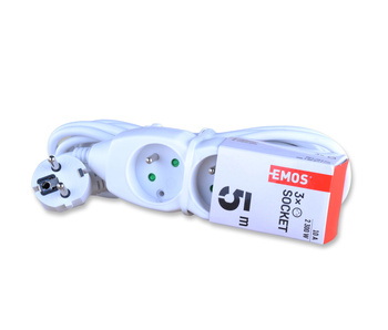 Emos p0315 przedłużacz z uziemieniem 3 gniazda 5m
