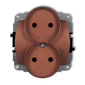 KARLIK TREND 9GPR-2p  Gniazdo podwójne do ramki poziomej bez uziemienia 2x2P (przesłony torów prądowych)
