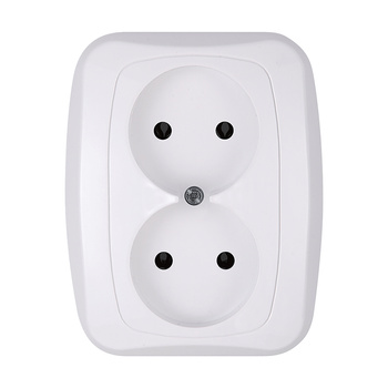 Gniazdo podwójne p/t 2x2p 16A, 250V, ATUT, biały