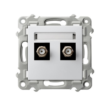 OSPEL SZAFIR GPA-2ZF/m/00 Gniazdo antenowe typu F podwójne biały