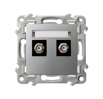 OSPEL SZAFIR GPA-2ZF/m/18 Gniazdo antenowe typu F podwójne srebro