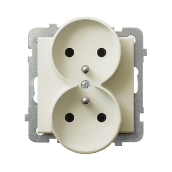 OSPEL SONATA GP-2RRZ/m/27 Gniazdo podwójne z/u moduł bez ramki ecru