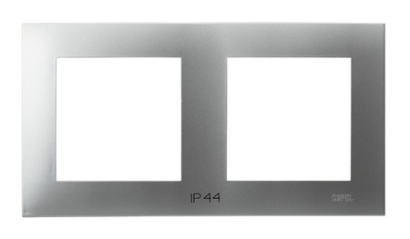 OSPEL SZAFIR RH-2Z/18 Ramka podwójna do łączników IP-44 srebro