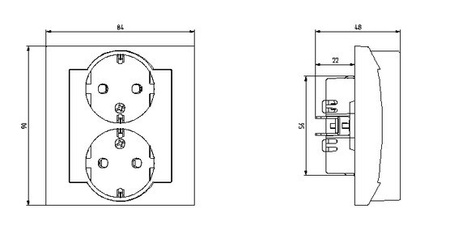 OSPEL IMPRESJA GP-2YS/28 Gniazdo podwójne z/u schuko kompletne z ramką