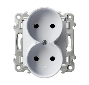 OSPEL SZAFIR GP-2ZR/m/00 Gniazdo podwójne moduł biały