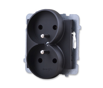 OSPEL AS GP-2GRZ/M/33 Gniazdo podwójne z uziemieniem czarny metalik