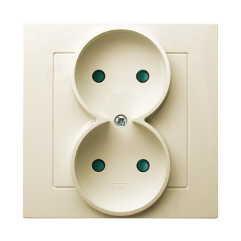 Ospel as GP-2GP/27 Gniazdo podwójne z przesłonami torów prądowych, kompletne z ramką