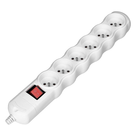 Rozgałęźnik z wyłącznikiem 6x2P+Z, biały