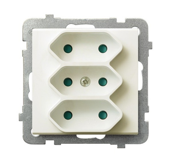 OSPEL SONATA GP-3RP/m/27 Gniazdo potrójne EURO z przesłonami