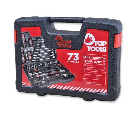 Top tools zestaw narzędzi 1/4'' 3/8'' 73szt. Klucze walizka