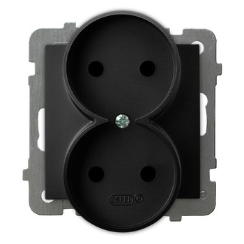 OSPEL AS GP-2GR/m/33 Gniazdo podwójne moduł bez ramki czarny mat