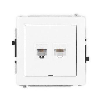 KARLIK DECO DGTKBO  Gniazdo telefoniczne pojedyńcze  1xRJ11 + komputerowego pojedynczego 1xRJ45