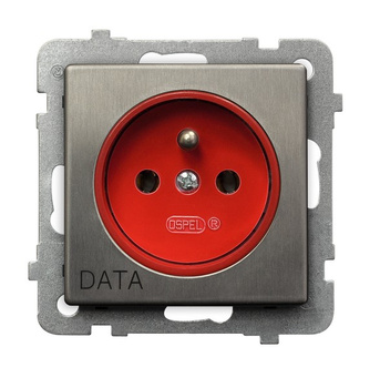 OSPEL SONATA STAL INOX GP-1RMZD/m/37 Gniazdo pojedyncze z uziemieniem DATA