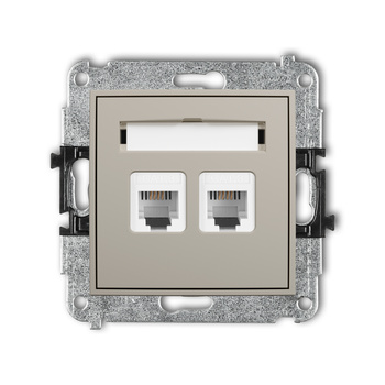 KARLIK ICON 60IGT-2 Mechanizm gniazda telefonicznego podwójnego 2xRJ11, 4-stykowy, beznarzędziowe