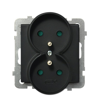 SONATA GP-2RRAZP/m/33 Gniazdo podwójne z uziemieniem z przesłonami torów prądowych, moduł bez ramki (do ramek 4mm)