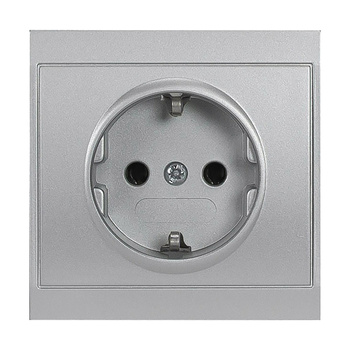 Gniazdo pojedyncze p/t 2P+Z, Schuko Luna, 16A, 250V, PT-17L, srebrny