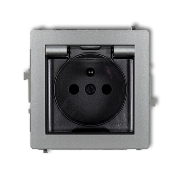 KARLIK DECO 7DGPB-1zdp  Gniazdo bryzgoszczelne z uziemieniem 2P+Z (klapka dymna