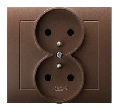 OSPEL KIER GP-2WZ/52 Gniazdo podwójne z uziemieniem brąz 