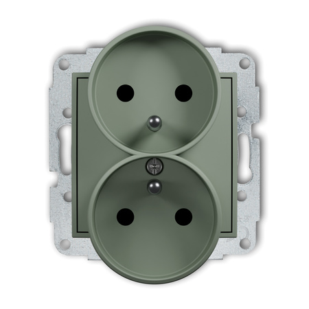 KARLIK MINI 61MGPR-2zp Mechanizm gniazda podwójnego do ramki z uziemieniem 2x(2P+Z) (przesłony torów prądowych)