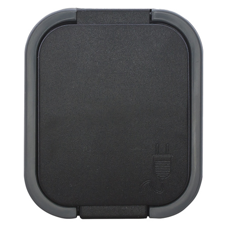 Gniazdo pojedyncze n/t 2P+Z, bryzgoszczelne z klapką B2, IP54, NT-16B2, szary/czarny