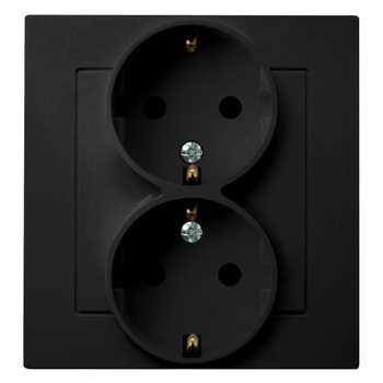 OSPEL AS GP-2GS/33 Gniazdo podwójne schuko kompletne z ramką czarny mat